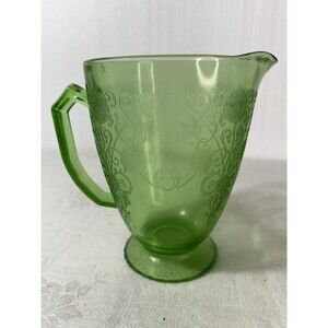 Hazel Atlas Poppy Green Depression Glass Pitcher Vintage St Patricks